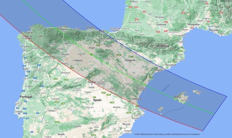 Solar Eclipse 2026 Spain Map by National Solar Observatory